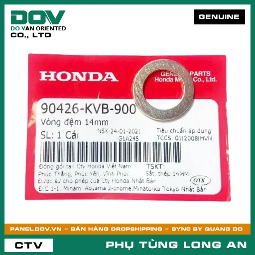VÒNG ĐỆM 14MM HONDA AIR BLADE 110, AIR BLADE 125, CLICK 110 — 90426KVB900