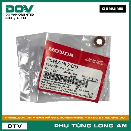 VÒNG ĐỆM KÍN 6.5MM HONDA ADV350, AIR BLADE 125, AIR BLADE 125/150, AIR BLADE 125/160, BLADE 110, CB1000R, CB150R, CB300R, CB500F, CB500X, CB650R, CBR150R, CBR500R, CBR650R, CLICK 110, DREAM 110, FUTURE 125, LEAD 125, MSX 125, NX500, PCX, PCX 125, PCX 125/150, PCX 160, REBEL 300, REBEL 500, SH 125/150, SH 125/160, SH 350, SH MODE, SUPER CUB C125, VARIO 160, WAVE ALPHA 110, WAVE RSX 110, WINNER 150, WINNER R, WINNER X — 90463ML7000