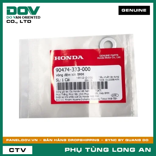 VÒNG ĐỆM KÍN 8MM HONDA ADV350, AIR BLADE 110, CLICK 110, GOLDWING, LEAD 110, SH 125/150, SH 350, VISION 110 — 90474333000