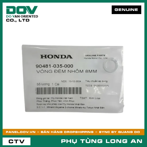 VÒNG ĐỆM NHÔM 8MM HONDA SUPER DREAM, WAVE 100, WAVE ALPHA — 90481035000