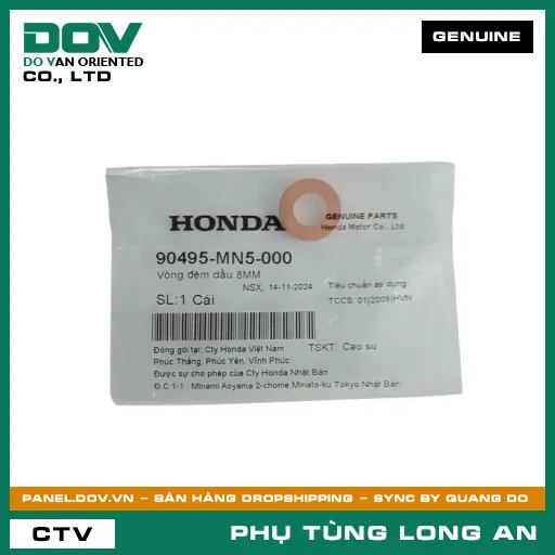 VÒNG ĐỆM NHỚT 8MM HONDA AIR BLADE 125, AIR BLADE 125/150, AIR BLADE 125/160, LEAD 125, PCX, PCX 125, PCX 125/150, PCX 160, SH 125/150, SH 125/160, SH MODE, VARIO 160 — 90495MN5000