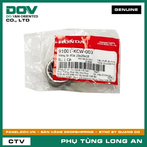 VÒNG BI ĐŨA 20X29X18 HONDA AIR BLADE 110, AIR BLADE 125, AIR BLADE 125/150, AIR BLADE 125/160, CLICK 110, LEAD 125, PCX, PCX 125, PCX 125/150, SH 125/150, SH MODE, VARIO 160, VISION 110 — 91001KCW003