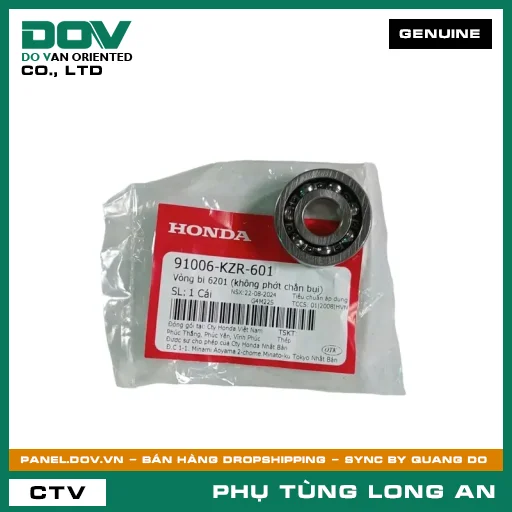 VÒNG BI 6201 (KHÔNG PHỐT CHẮN BỤI) HONDA ADV350, AIR BLADE 125, AIR BLADE 125/150, LEAD 125, PCX, PCX 125, PCX 125/150, SH 125/150, SH 125/160, SH 350, SH MODE, VISION 110 — 91006KZR601