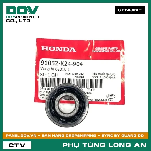 VÒNG BI 6201UL (1 MẶT CHẮN BỤI) HONDA AIR BLADE 125, AIR BLADE 125/150, AIR BLADE 125/160, BLADE 110, FUTURE 125, LEAD 125, PCX, PCX 125, PCX 160, SUPER CUB C125, VARIO 160, VISION 110, WAVE ALPHA 110, WAVE RSX 110 — 91052K24904