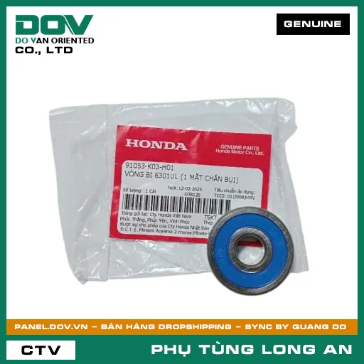 VÒNG BI 6301UL (1 MẶT CHẮN BỤI) HONDA BLADE 110, CB300R, FUTURE 125, MSX 125, WAVE ALPHA 110, WAVE RSX 110, WINNER 150, WINNER R, WINNER X — 91053K03H01