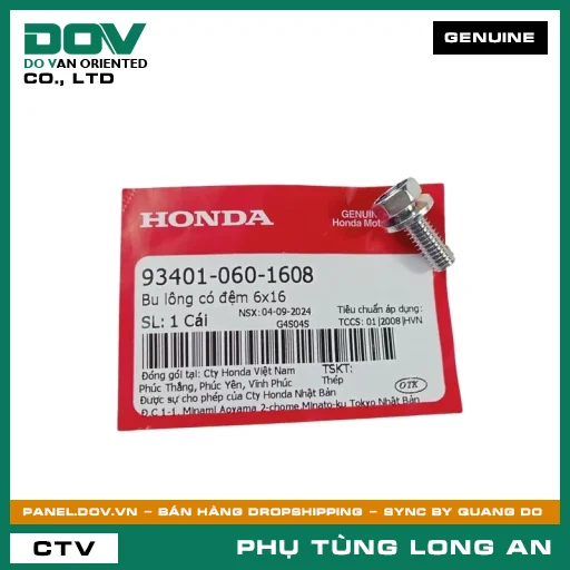 BU LÔNG CÓ ĐỆM 6X16 HONDA AIR BLADE 125, AIR BLADE 125/150, AIR BLADE 125/160 — 934010601608