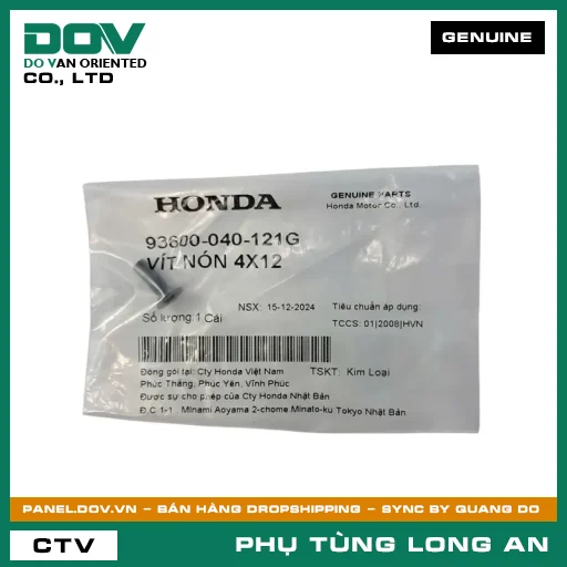 VÍT NÓN 4X12 HONDA ADV350, AIR BLADE 110, AIR BLADE 125, AIR BLADE 125/150, AIR BLADE 125/160, BLADE 110, CB150R, CB250 NIGHTHAWK, CB300R, CB350 H'NESS, CB500F, CB500X, CB650R, CBR500R, CBR650R, CLICK 110, FUTURE 125, FUTURE NEO, GOLDWING, ICON E, LEAD 110, MSX 125, NX500, PCX, PCX 125, PCX 125/150, PCX 160, REBEL 1100, REBEL 300, REBEL 500, SH 125/150, SH 125/160, SH 350, SH MODE, SUPER CUB C125, VARIO 160, VISION 110, WAVE ALPHA, WAVE RSX 110, WINNER 150, WINNER R, WINNER X — 93600040121G