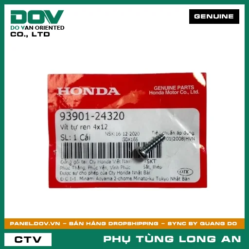 VÍT TỰ REN 4X12 HONDA ADV350, AIR BLADE 110, AIR BLADE 125, AIR BLADE 125/150, AIR BLADE 125/160, FUTURE 125, LEAD 125, PCX, PCX 125, PCX 125/150, PCX 160, SH 125/150, SH 125/160, SH 350, SH MODE, VARIO 160, VISION 110, WINNER R, WINNER X — 9390124320