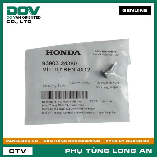 VÍT TỰ REN 4X12 HONDA AIR BLADE 125, AIR BLADE 125/160, CB1000R, CB350 H'NESS, CB500F, CB500X, CB650R, CBR150R, CBR500R, CBR650R, DREAM 110, GOLDWING, MSX 125, NX500, PCX, PCX 125/150, PCX 160, REBEL 1100, REBEL 300, REBEL 500, SH 125/150, SH 125/160, SUPER CUB C125, VARIO 160, WAVE ALPHA, WAVE RSX 110 — 9390324380