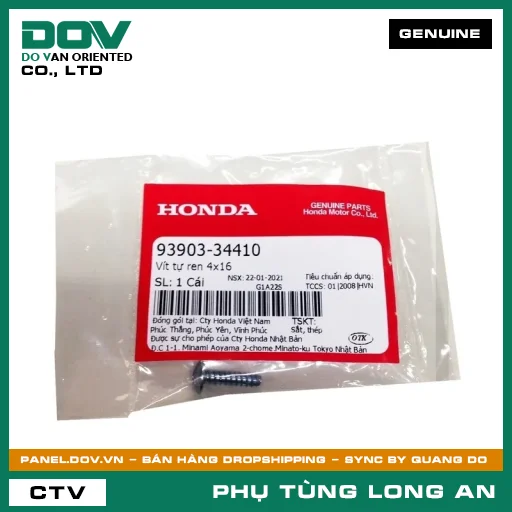 VÍT TỰ REN 4X16 HONDA AIR BLADE 110, BLADE 110, SH 125/150, SH 125/160, SH 350, WAVE RSX 110, WINNER R — 9390334410
