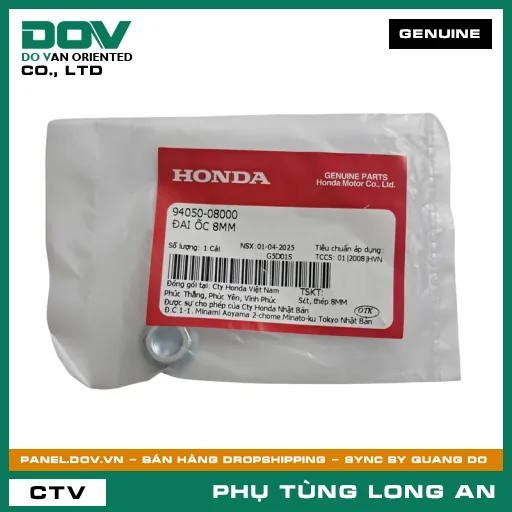 ĐAI ỐC 8MM HONDA BLADE 110, CB250 NIGHTHAWK, CB300R, CB350 H'NESS, CB500F, CB500X, CBR150R, CBR500R, DREAM 110, FUTURE 125, FUTURE NEO, GOLDWING, ICON E, MSX 125, NX500, SUPER DREAM, WAVE 100, WAVE ALPHA, WAVE ALPHA 110, WAVE RSX 110, WINNER 150, WINNER R, WINNER X — 9405008000