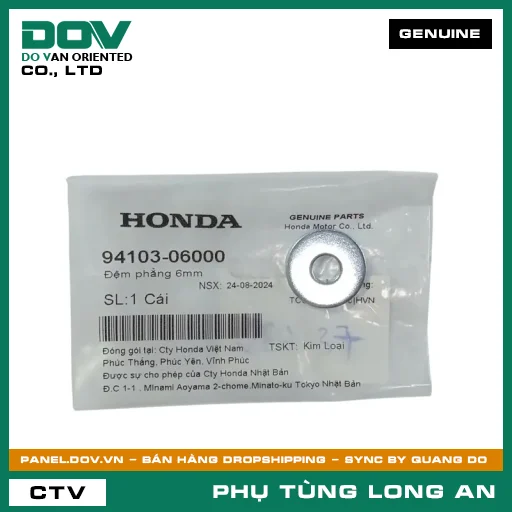 ĐỆM PHẲNG 6MM HONDA CB150R, CB250 NIGHTHAWK, CB300R, CB650R, CBR650R, DREAM 110, FUTURE NEO, GOLDWING, MSX 125, PCX, REBEL 300, REBEL 500, SUPER CUB C125, SUPER DREAM, VISION 110, WAVE 100, WAVE ALPHA, WAVE RSX 110 — 9410306000