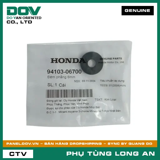 ĐỆM PHẲNG 6MM HONDA CB350 H'NESS, CB650R, CBR150R, CBR650R, GOLDWING, SUPER DREAM, WAVE ALPHA — 9410306700