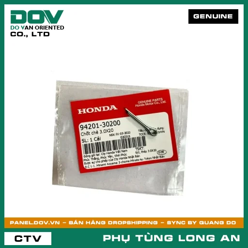CHỐT CHẺ 3.0X20 HONDA AIR BLADE 110, AIR BLADE 125, AIR BLADE 125/150, AIR BLADE 125/160, CLICK 110, LEAD 125, PCX, PCX 125, PCX 125/150, PCX 160, SH 125/150, SH 125/160, SH MODE, VARIO 160, VISION 110 — 9420130200