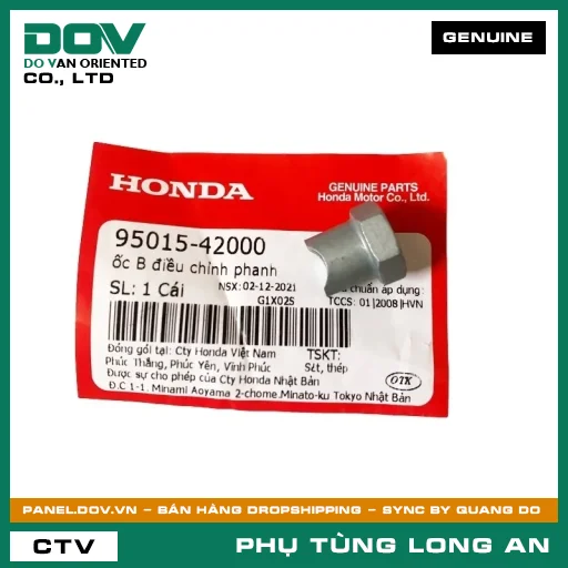 ỐC B ĐIỀU CHỈNH PHANH HONDA CB250 NIGHTHAWK, FUTURE 125, ICON E, LEAD 125, SH 125/150, SH MODE, SUPER CUB C125, SUPER DREAM, VARIO 160, VISION 110, WAVE 100, WAVE ALPHA — 9501542000