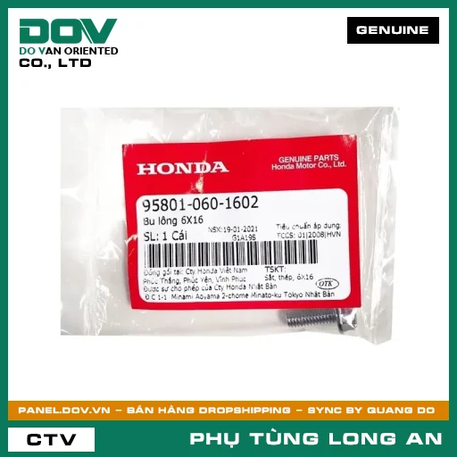 BU LÔNG 6X16 HONDA AIR BLADE 110, AIR BLADE 125, CLICK 110, PCX, SH 125/150, VISION 110 — 958010601602
