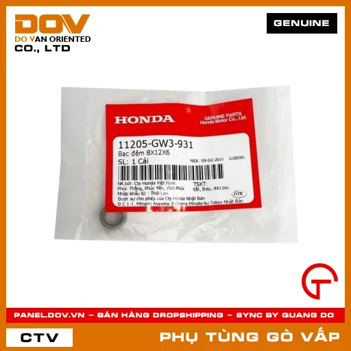 BẠC ĐỆM 8X12X6 MÃ PHỤ TÙNG 11205GW3931 — 11205GW3931