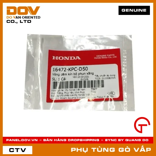 VÒNG ĐÊM KÍN BỘ PHUN XĂNG MÃ PHỤ TÙNG 16472KPCD50 — 16472KPCD50