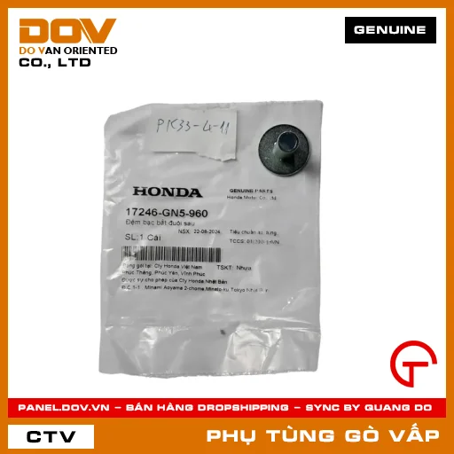 ĐỆM BẠC BẮT ĐUÔI SAU MÃ PHỤ TÙNG 17246GN5960 — 17246GN5960