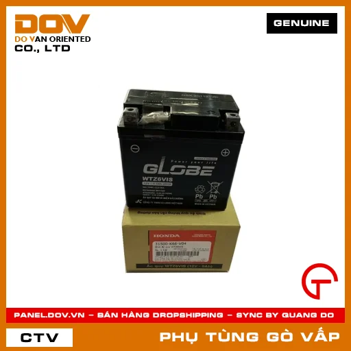 BÌNH ẮC QUY WTZ6VIS MÃ PHỤ TÙNG 31500K66V04 — 31500K66V04