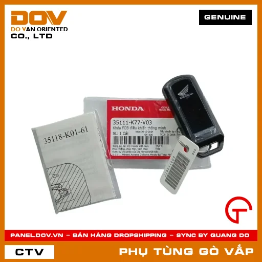 KHÓA FOB ĐIỀU KHIỂN THÔNG MINH MÃ PHỤ TÙNG 35111K77V03 — 35111K77V03