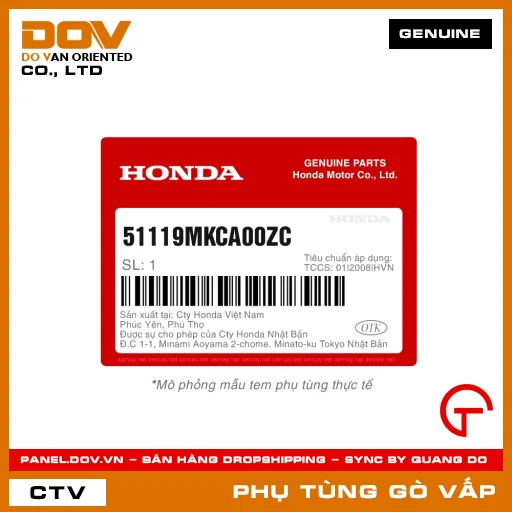 PHUỘC - THỤT TRƯỚC *TYPE3* *PB417* MÃ PHỤ TÙNG 51119MKCA00ZC — 51119MKCA00ZC