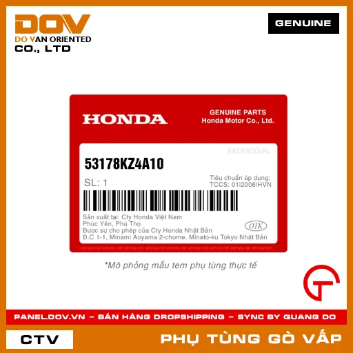 LOADING... MÃ PHỤ TÙNG 53178KZ4A10 — 53178KZ4A10