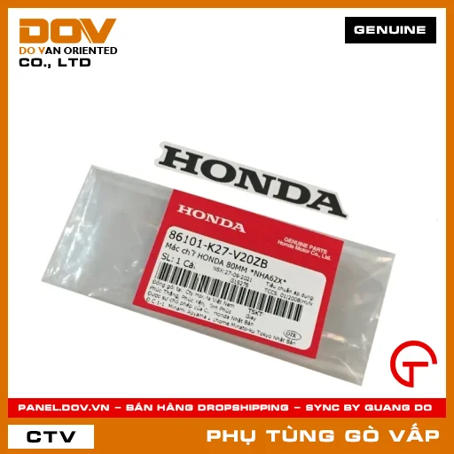 MÁC CHỮ HONDA 80MM *NHA62X* MÃ PHỤ TÙNG 86101K27V20ZB — 86101K27V20ZB