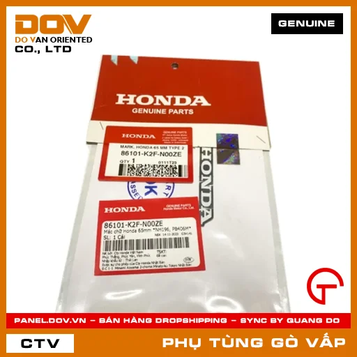 MÁC CHỮ HONDA 65MM *NH196, PB406M* MÃ PHỤ TÙNG 86101K2FN00ZE — 86101K2FN00ZE