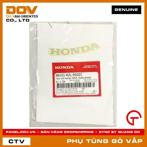 TEM CHỮ HONDA 75MM *B206,NHA69 MÃ PHỤ TÙNG 86101KZLE00ZC — 86101KZLE00ZC