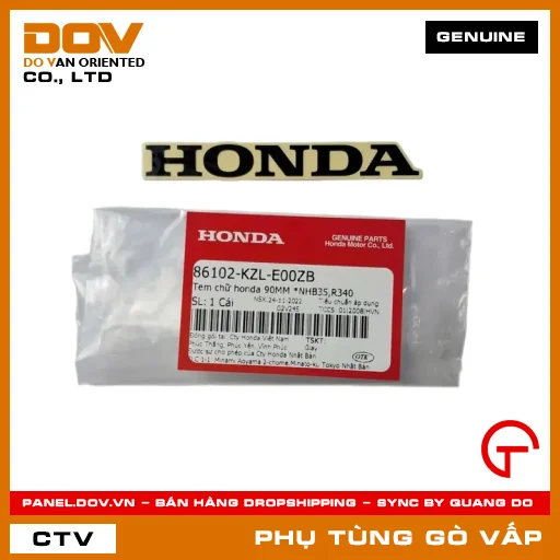 TEM CHỮ HONDA 90MM *NHB35,R340 MÃ PHỤ TÙNG 86102KZLE00ZB — 86102KZLE00ZB