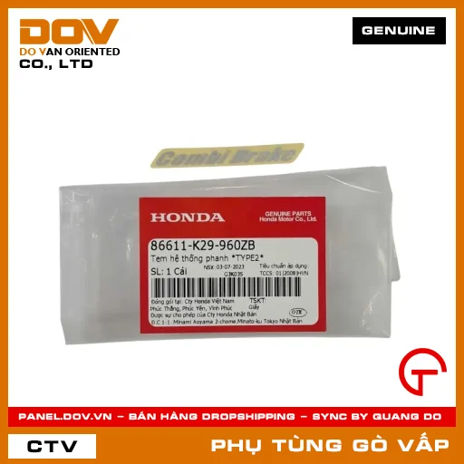 TEM HỆ THỐNG PHANH *TYPE2* MÃ PHỤ TÙNG 86611K29960ZB — 86611K29960ZB