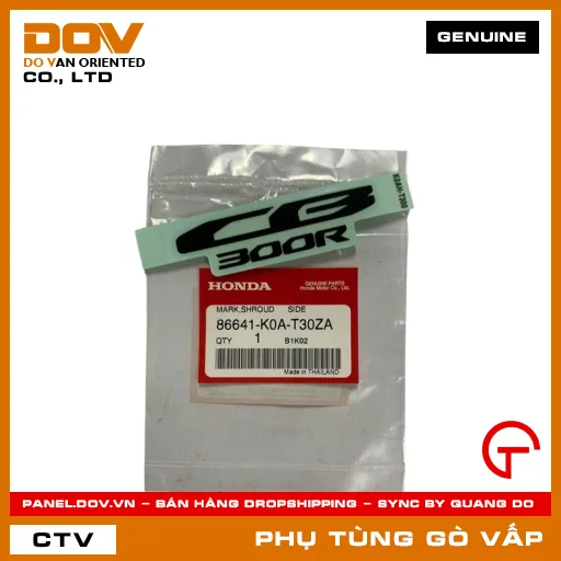 TEM TẤM ỐP BÌNH XĂNG MÃ PHỤ TÙNG 86641K0AT30ZA — 86641K0AT30ZA
