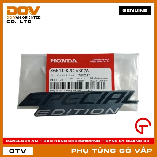 TEM ỐP SƯỜN TRƯỚC *NHC34* MÃ PHỤ TÙNG 86641K2CV30ZA — 86641K2CV30ZA
