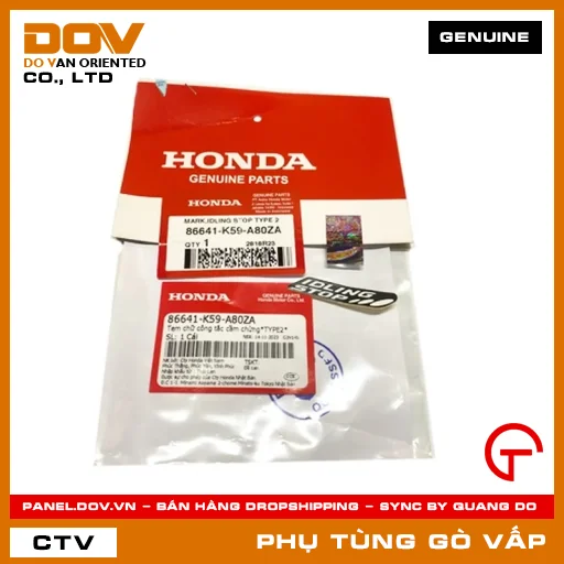 TEM CHỮ CÔNG TẮC CẦM CHỪNG*TYPE2* MÃ PHỤ TÙNG 86641K59A80ZA — 86641K59A80ZA