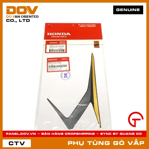 TEM ỐP TRƯỚC TRÁI A *TYPE1* MÃ PHỤ TÙNG 86643K2VN40ZA — 86643K2VN40ZA