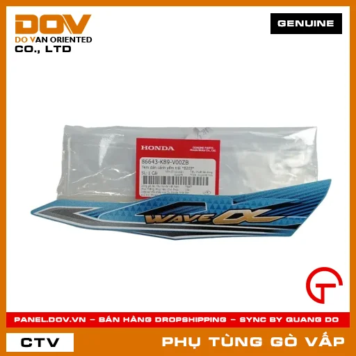 TEM DÁN CÁNH YẾM TRÁI *B203* MÃ PHỤ TÙNG 86643K89V00ZB — 86643K89V00ZB