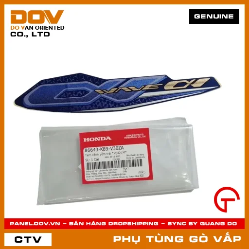 TEM CÁNH YẾM TRÁI *PB421M* MÃ PHỤ TÙNG 86643K89V30ZA — 86643K89V30ZA