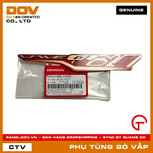 TEM CÁNH YẾM TRÁI *R263* MÃ PHỤ TÙNG 86643K89V50ZE — 86643K89V50ZE