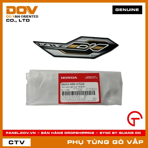 TEM CÁNH YẾM TRÁI *NHA76* MÃ PHỤ TÙNG 86643K89V70ZA — 86643K89V70ZA