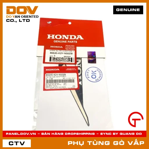 TEM ỐP TRƯỚC TRÁI B *TYPE1* MÃ PHỤ TÙNG 86645K2VN50ZB — 86645K2VN50ZB