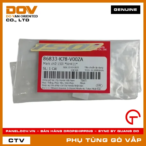 MARK CHỮ 150L *NH411* MÃ PHỤ TÙNG 86833K78V00ZA — 86833K78V00ZA