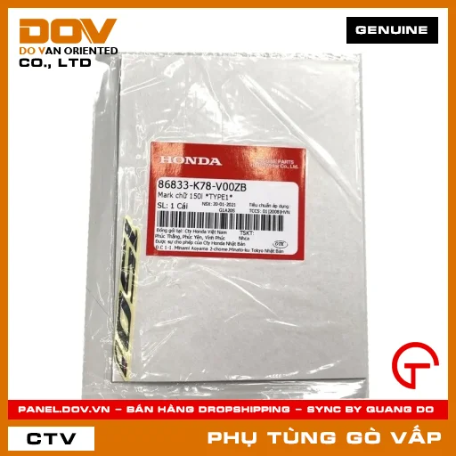 MARK CHỮ 150L *NH1* MÃ PHỤ TÙNG 86833K78V00ZB — 86833K78V00ZB