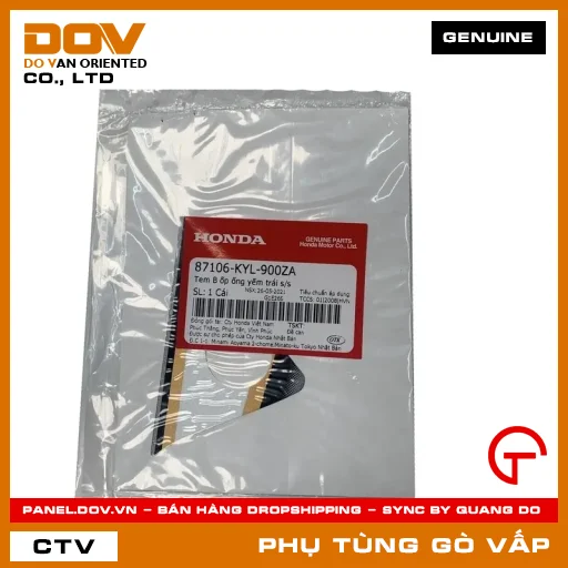 TEM B ỐP ỐNG YẾM TRÁI S/S MÃ PHỤ TÙNG 87106KYL900ZA — 87106KYL900ZA