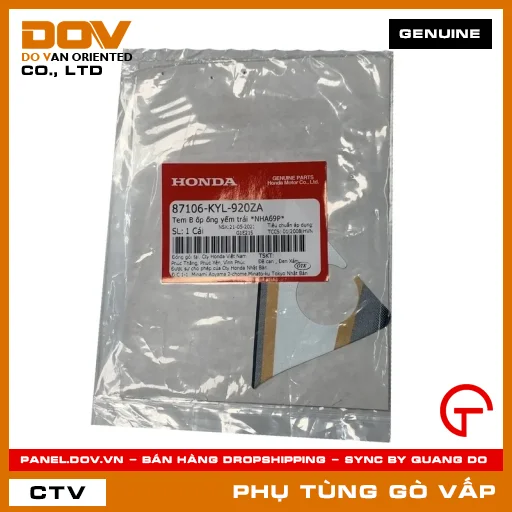 TEM B ỐP ỐNG YẾM TRÁI *NHA69P* MÃ PHỤ TÙNG 87106KYL920ZA — 87106KYL920ZA