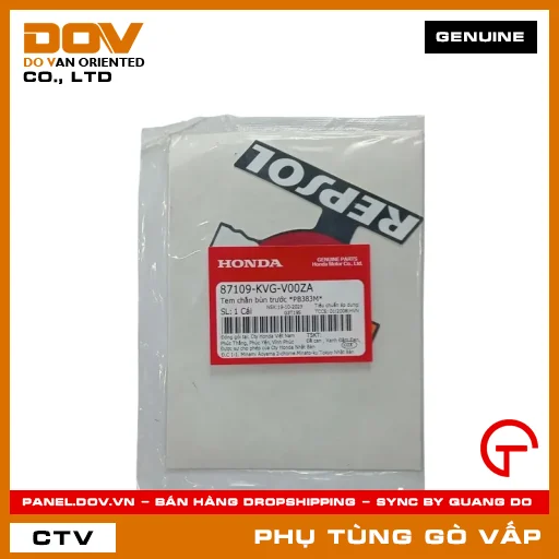 TEM CHẮN BÙN TRƯỚC *PB383M* MÃ PHỤ TÙNG 87109KVGV00ZA — 87109KVGV00ZA