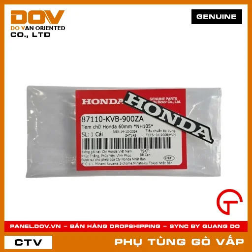 TEM CHỮ HONDA 60MM *NH105* MÃ PHỤ TÙNG 87110KVB900ZA — 87110KVB900ZA