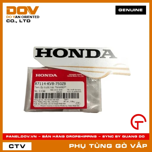 TEM ỐP TRƯỚC TRÁI *NHA96P* MÃ PHỤ TÙNG 87114KVB750ZB — 87114KVB750ZB