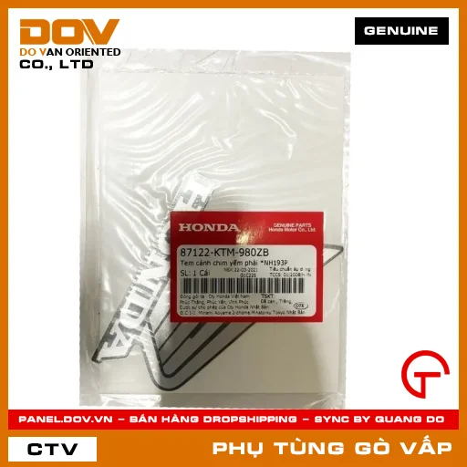 TEM CÁNH CHIM YẾM PHẢI *NH193P MÃ PHỤ TÙNG 87122KTM980ZB — 87122KTM980ZB