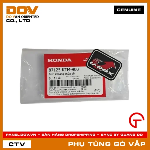 TEM KHOANG CHỨA ĐỒ MÃ PHỤ TÙNG 87125KTM900 — 87125KTM900